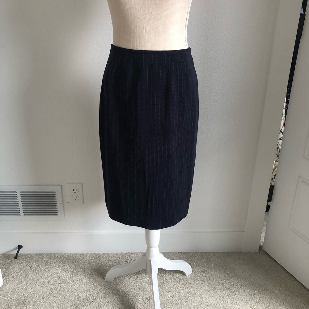 Kasper Navy Pinstripe Pencil Skirt - 2P